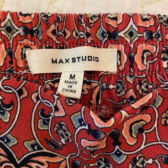 GUC, Max Studio Wide Leg, Red Patterned Pants, Size M - Picture 3 of 10